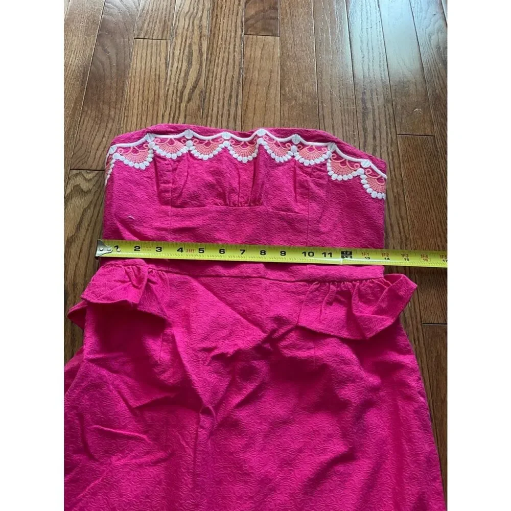Lilly Pulitzer Pink Embroidered Strapless Dress Women’s Sz 4 - Picture 5 of 11